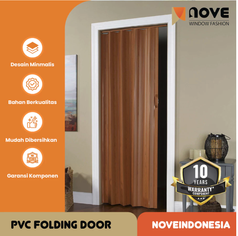 Nove PVC Folding Door Motif Kayu Custom 3