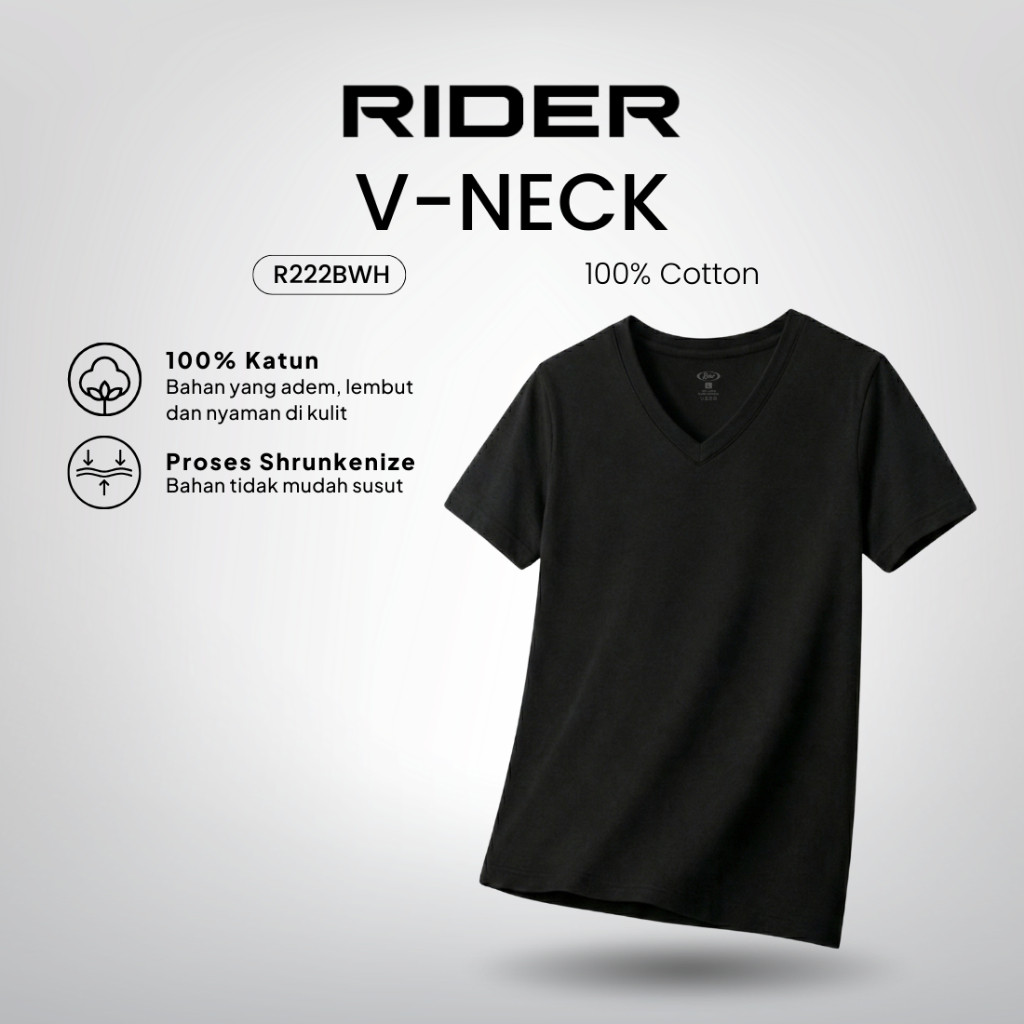 Mulia Knitting Factory Rider Kaos Dalam Pria V-Neck R222BWH