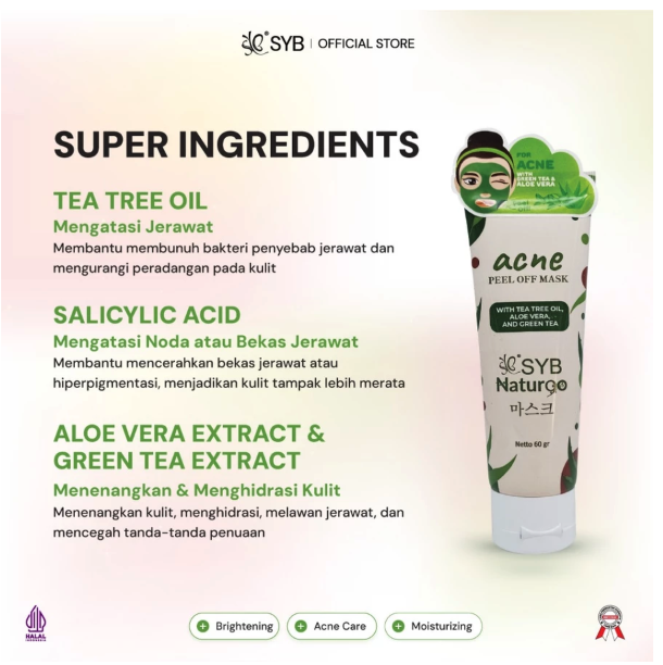 Sheva Jordan Bersama SYB Natur90 Acne Peel Off Mask
