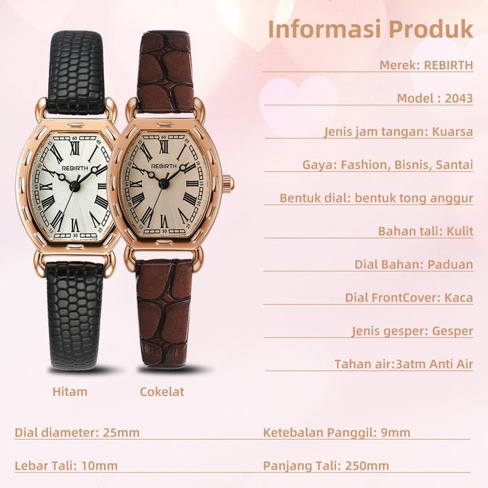 Guangzhou Rebirth Watch REBIRTH Jam Tangan Wanita Antik Kasual  2043