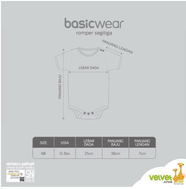 Evergreen Buana Prima Sandang Velvet Junior Basicwear Bodysuit 
