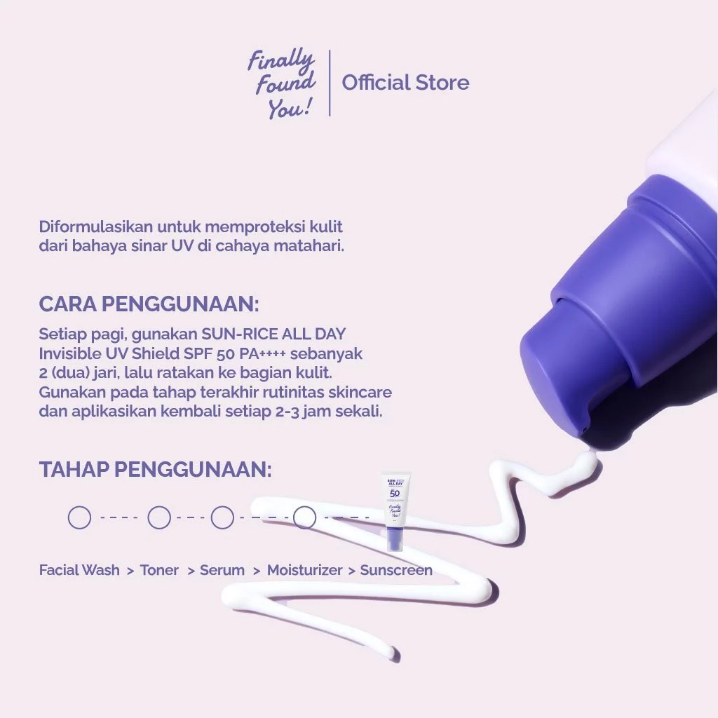 Karya Mahendra Innovation Finally Found You! SUN-RICE ALL DAY Invisible UV Shield SPF 50 PA++++