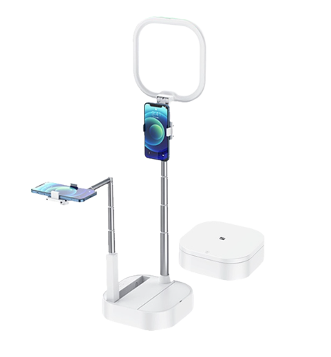 Multifunctional Live Show LED Ring Light with Dual Retractable Phone Holders 1