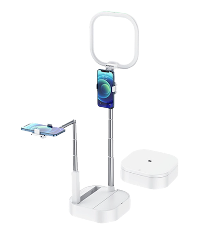 Multifunctional Live Show LED Ring Light with Dual Retractable Phone Holders 1