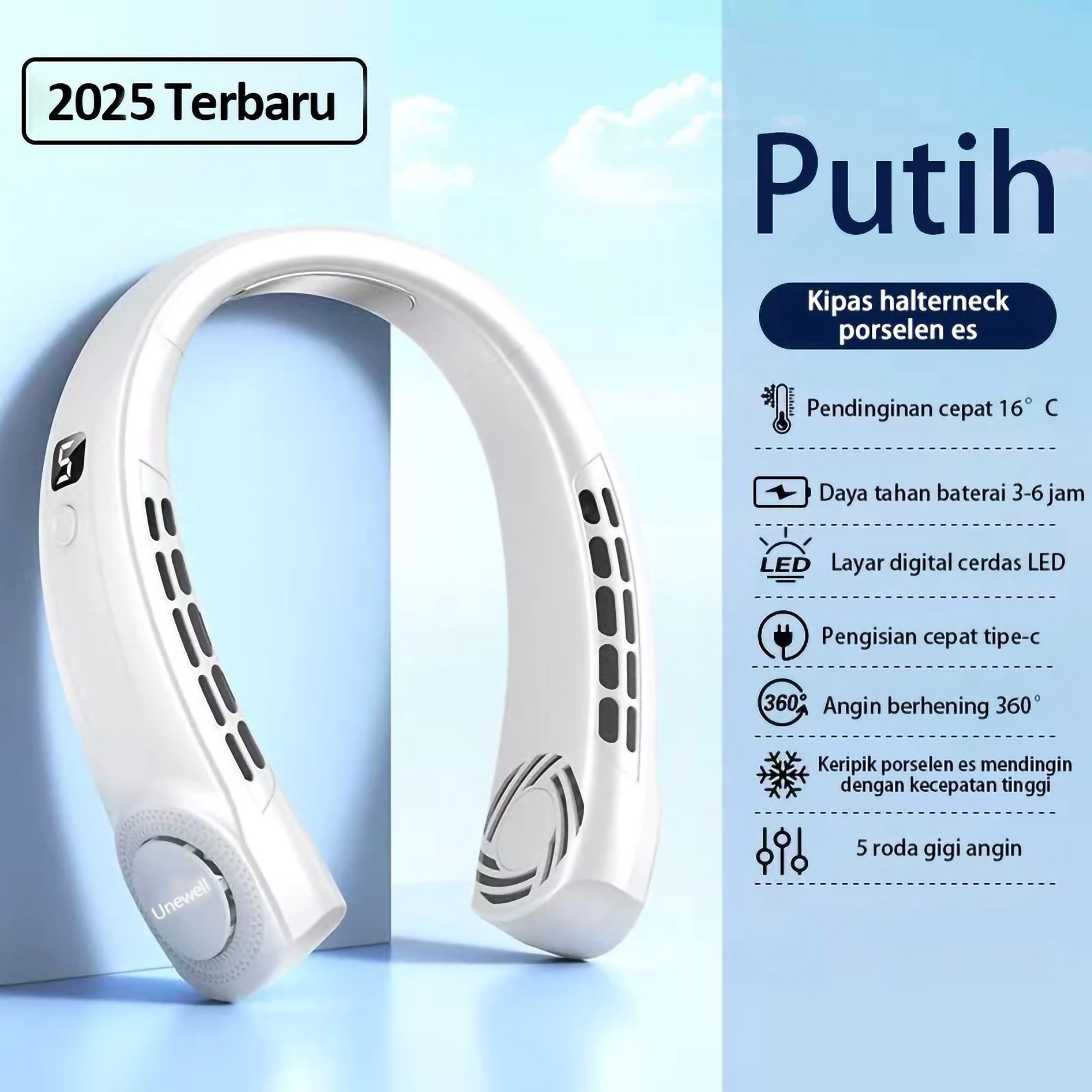  Unewell Kipas Angin Gantung Leher Portable
