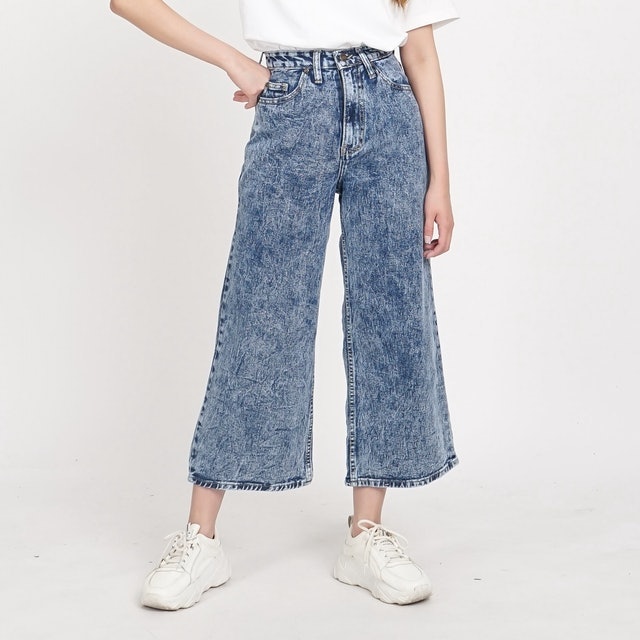 Esrocte  Celana Kulot High Waist Jeans Wanita P01