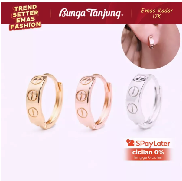 Sentosa Indika Bunga Tanjung Bunga Tanjung Gold Anting Klip Fashion Love Charlotte