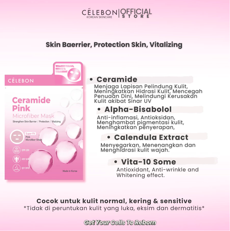 Tirta Buana Indoraya CELEBON Ceramide Pink Microfiber Mask