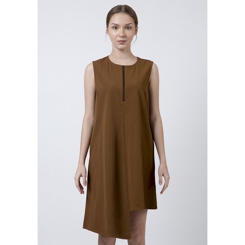 The Executive Front Zip Asymmetric A-Line Dress 1