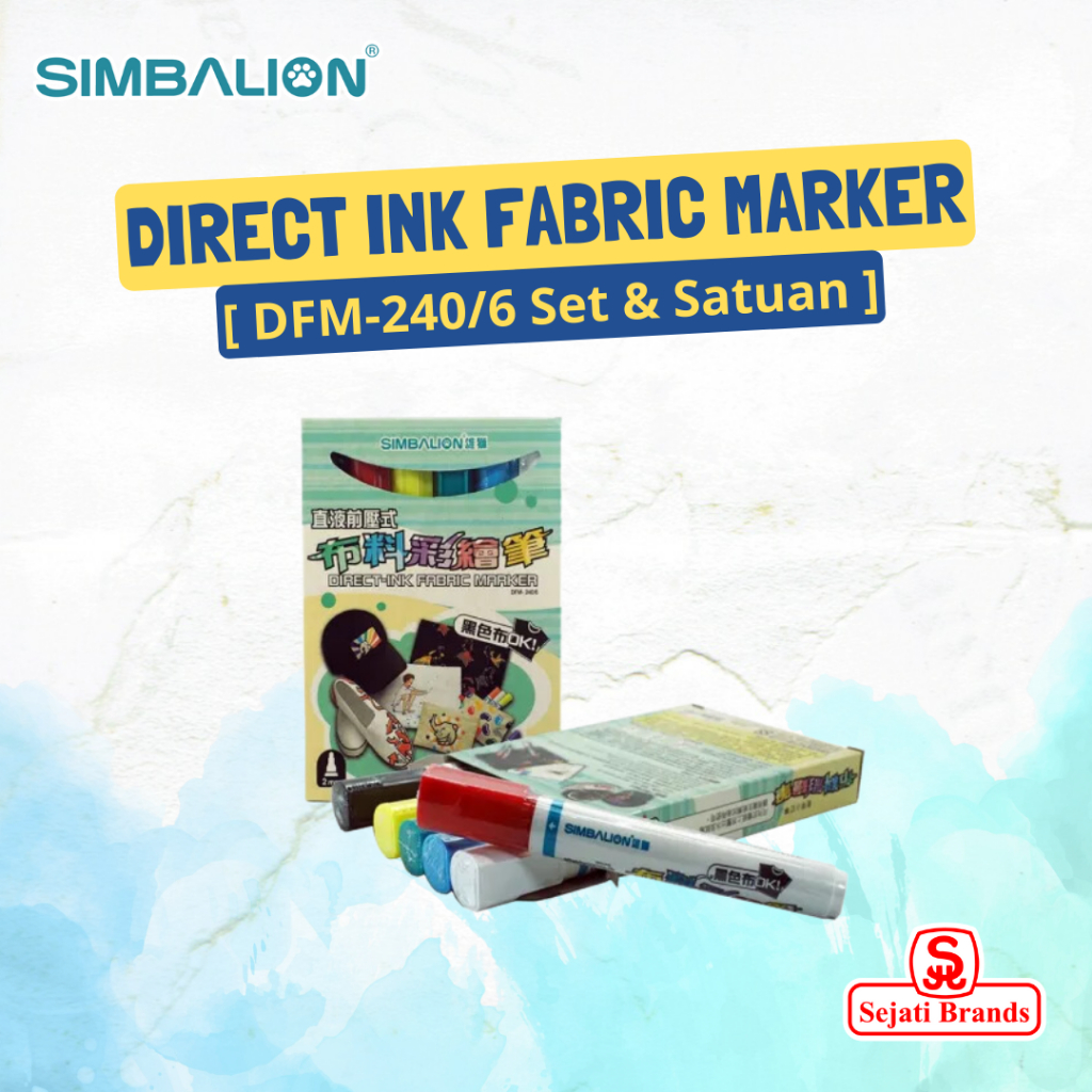 Simbalion Direct Ink Fabric Marker (6 Colors)  DFM-240/6