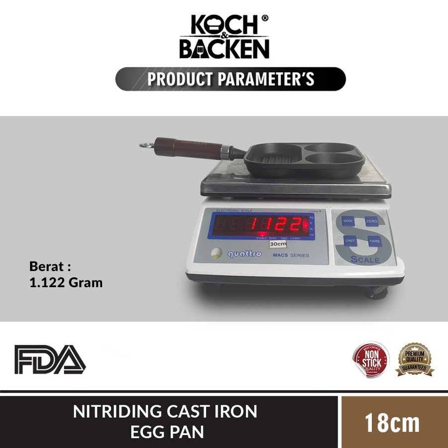 Koch Backen International KOCH&BACKEN Nitriding Pre-seasoned Cast Iron Pan 3 in 1