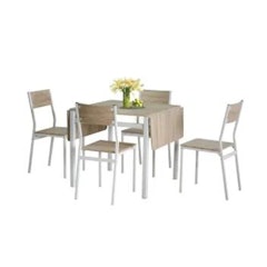 ZEVA EXTENDABLE TBL SET W/ 4 CHAIRS OAK