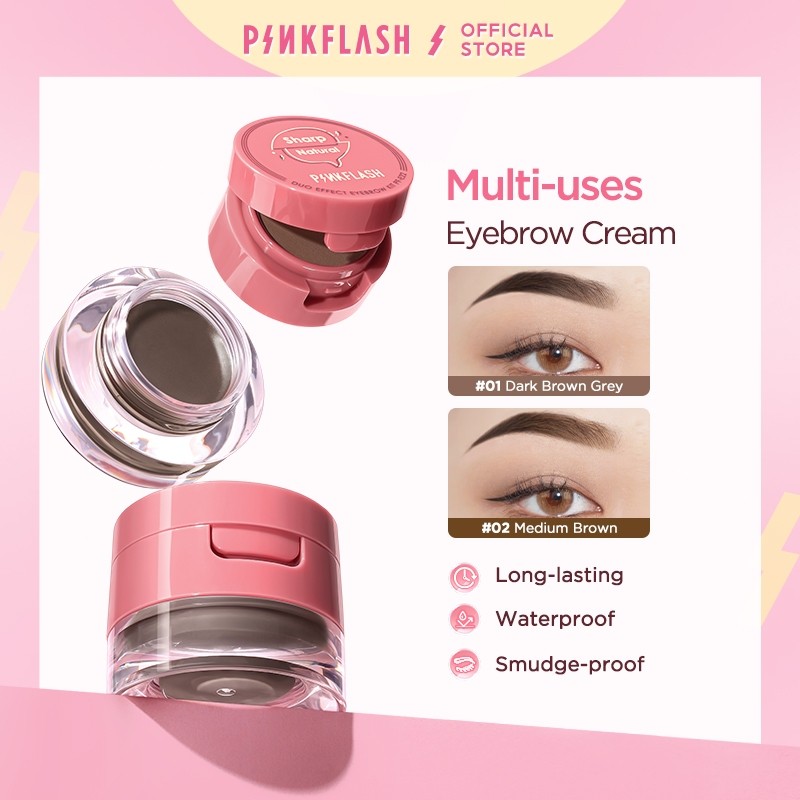 PINKFLASH 2-in-1 Eyebrow Cream & Powder Gel 01 Deep Brown
