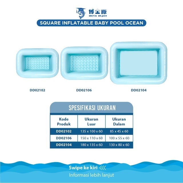 Doctor Dolphin  Square Inflatable Baby Pool 