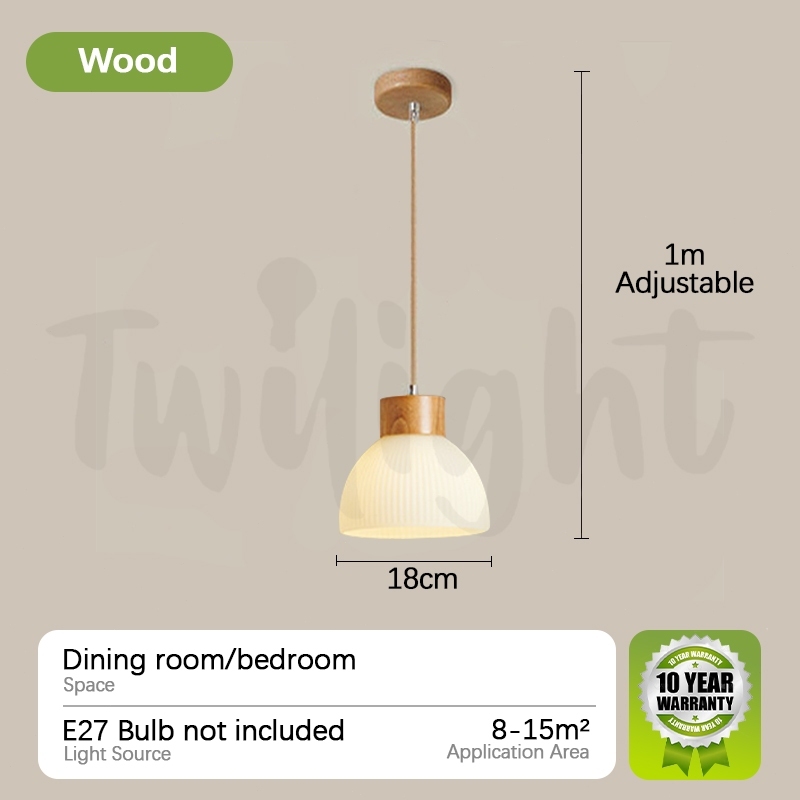  Lampu Gantung Nordik Kap Lampu Kaca Kayu