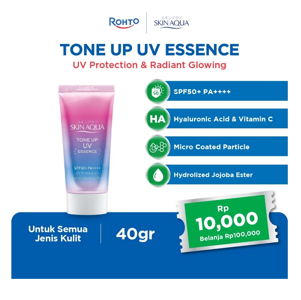 Rohto Laboratories Indonesia Skin Aqua Tone Up UV Sunscreen Essence SPF 50+ PA++++