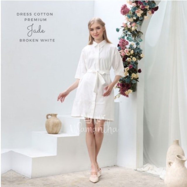 Vsamantha Cotton Shirt Dress Premium Jade