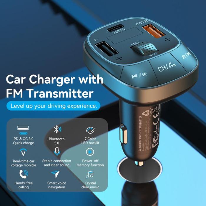 Vention Adapter Car Charger with FM Transmitter 5