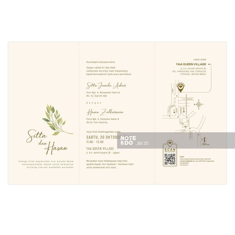 NOTE & Do. Undangan Pernikahan Simple Floral Watercolor 4