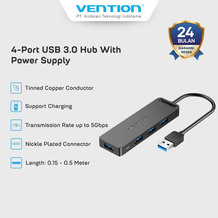Vention International Vention 4-Port USB 3.0 Hub with Power Supply CHL