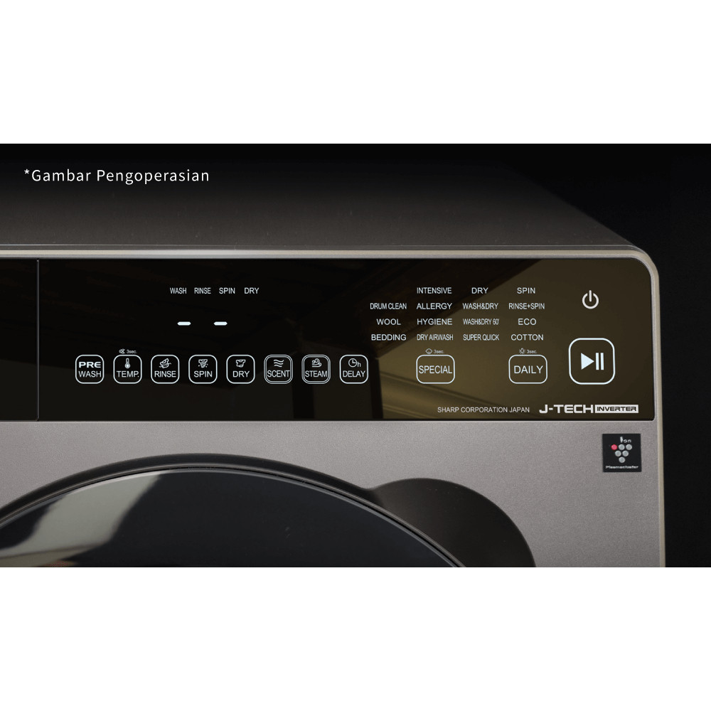 Sharp Electronics Incorporated SHARP Mesin Cuci Front Loading Pro Flex Series 10,5 Kg ES-FL1410DPX