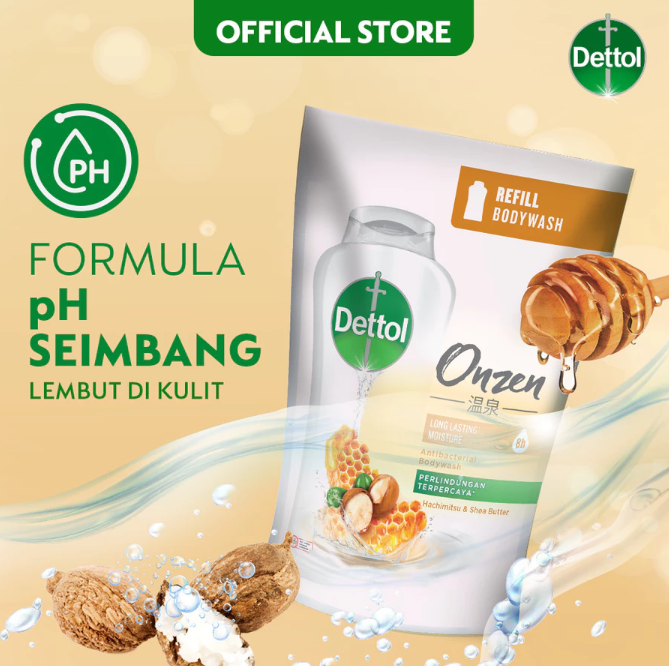 Reckitt Benckiser Dettol Sabun Mandi Cair Anti Bakteri Onzen Hachimitsu & Shea Butter