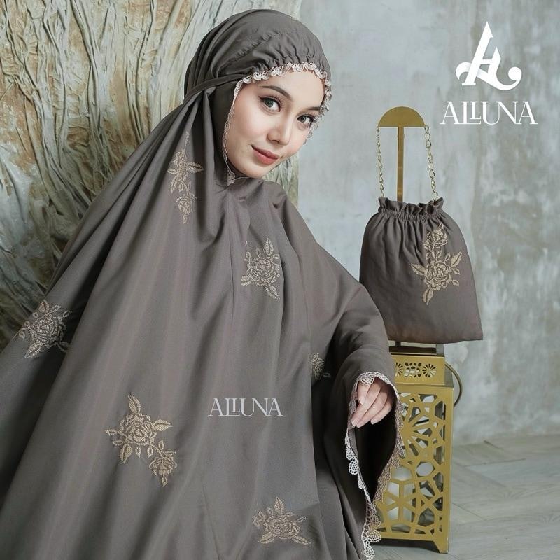 ALLUNA Mukena Traveling Bordir Strimin Rose Katun 5