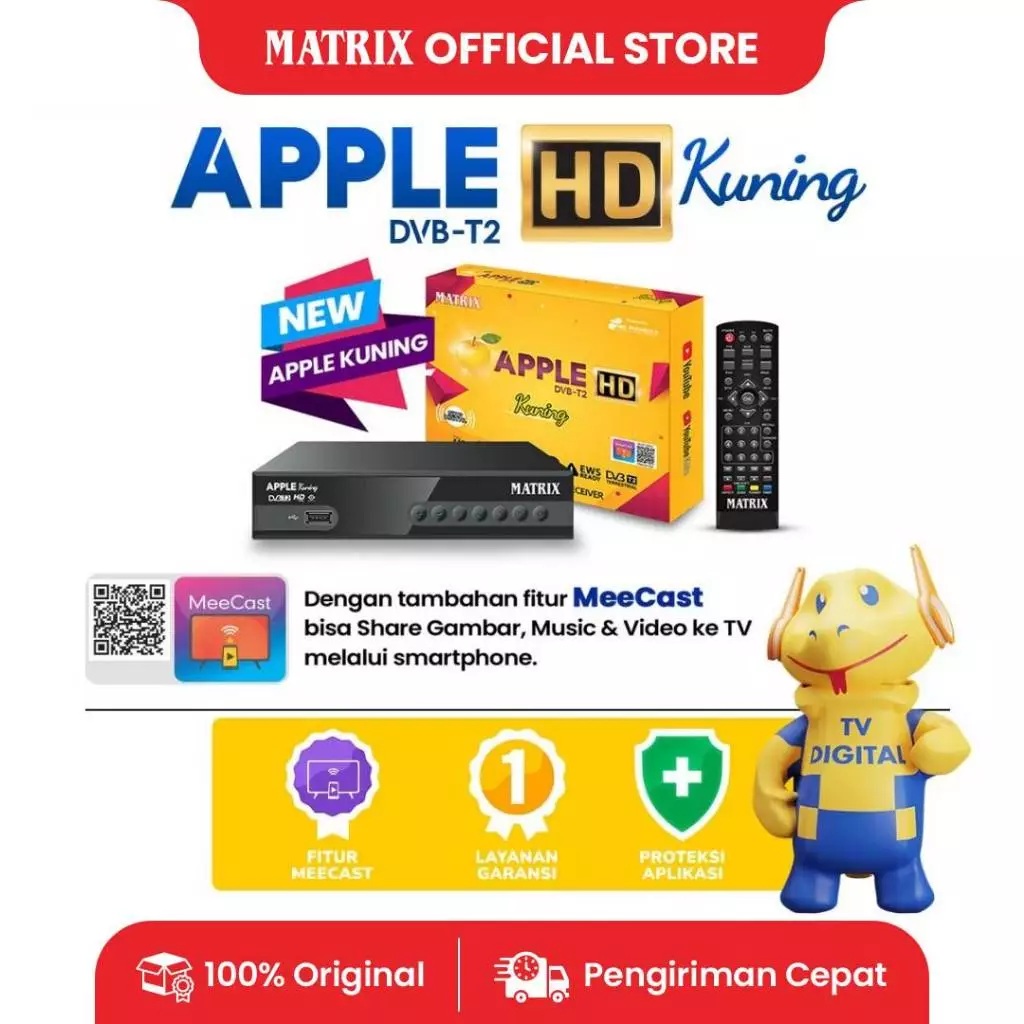 Stella Satindo MATRIX Set Top Box Apple Kuning  DVBT2 HD
