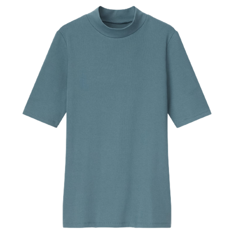 Women T-Shirt Katun Stretch High Neck 1