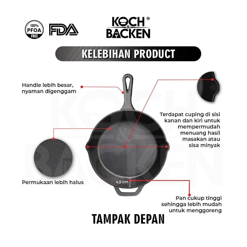 KOCH&BACKEN® Nitriding Cast Iron Skillet Classic 15cm 4