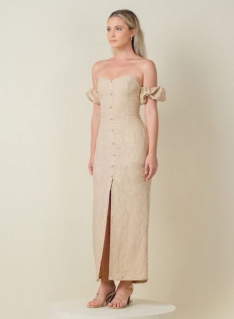 Amalfi Off Shoulder Linen Dress