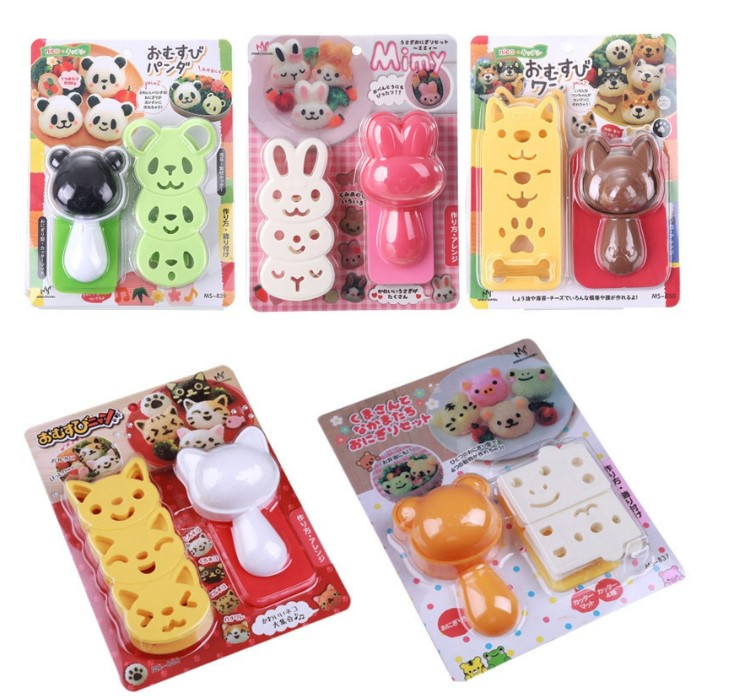  1 Set Cetakan Nasi Sushi Bento Onigiri Timbul Desain Kartun