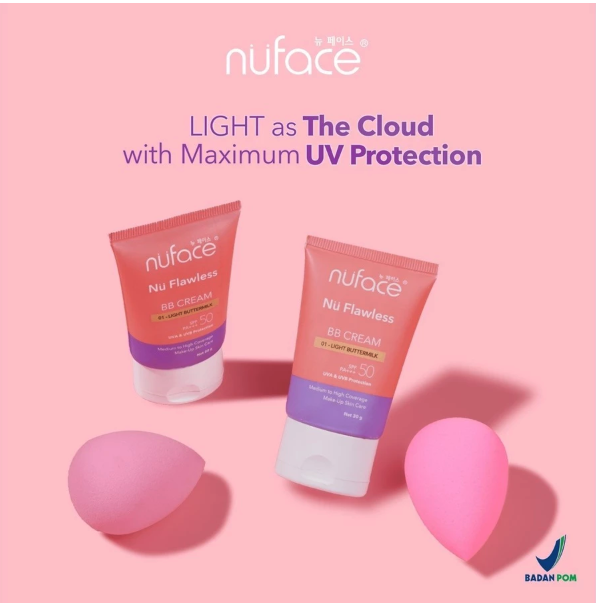 Victoria Care Indonesia Nuface Nu Flawless BB Cream SPF 50 PA+++ 01 Light Buttermilk