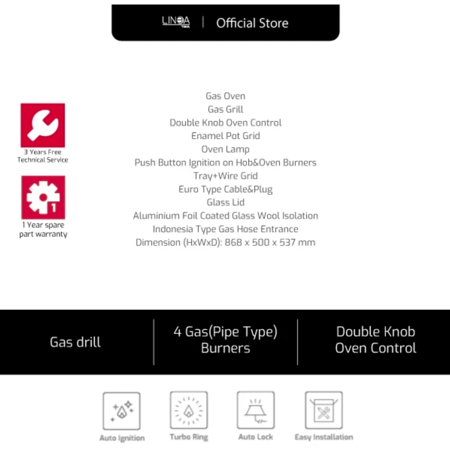Teka Group Linea Freestanding Cooker 4 Burners  LFS 504 Black