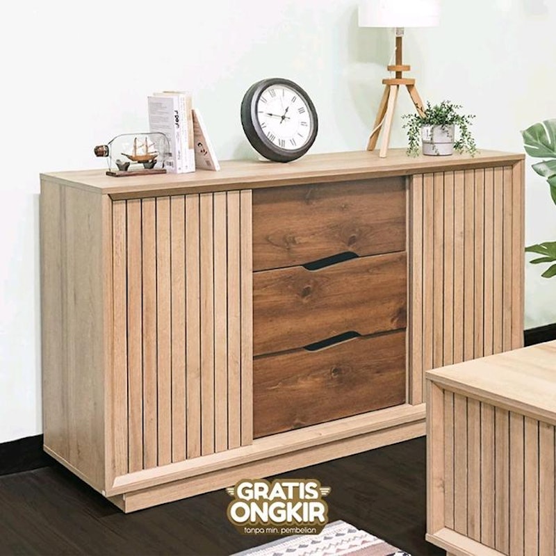 Melody Furniture Laci Buffet Lemari Credenza Japandi Ryuki Sideboard Riviera Eichi 4