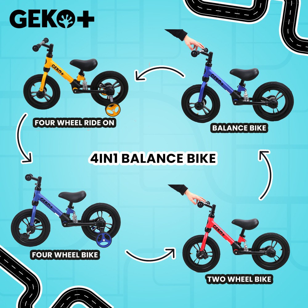  Geko Plus 4 in 1 Kids Balance Bike 12"