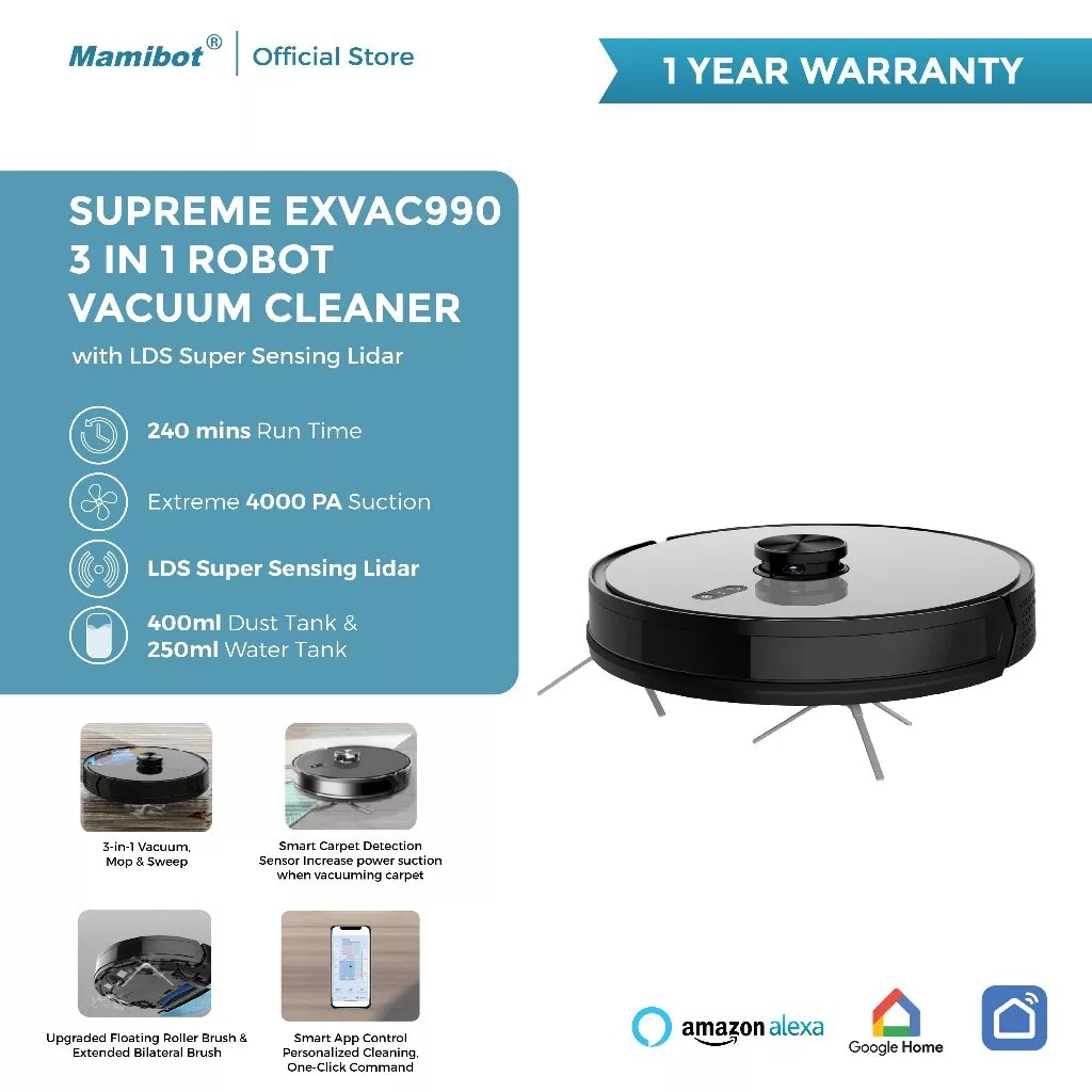 Mamibot 3 in 1 Robot Vacuum Cleaner Supreme EXVAC990