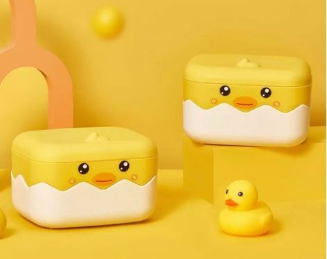 Polkadope Tempat Sabun Kotak Sabun Batang Motif Bebek Penutup Anti Tumpah