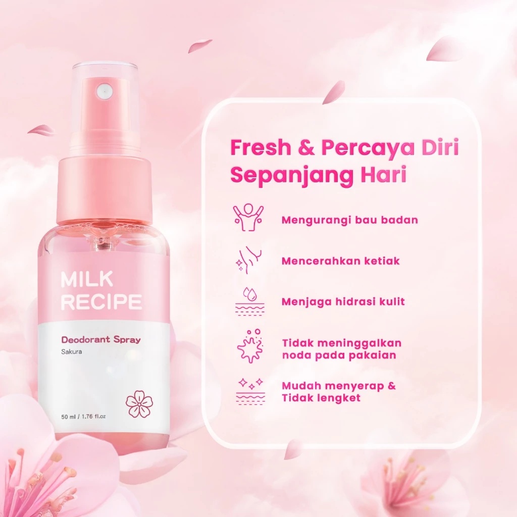 Nayue Kosmetik Indonesia Milk Recipe Deodorant Spray Sakura