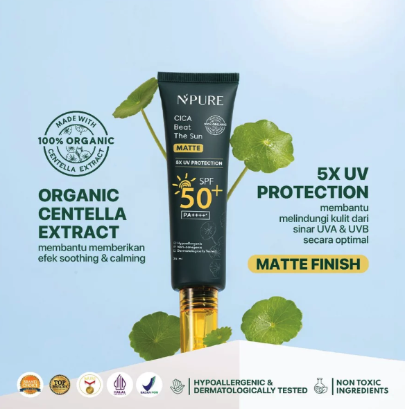 Penta Natural Kosmetindo N'PURE Cica Beat The Sun Matte SPF 50+ PA++++