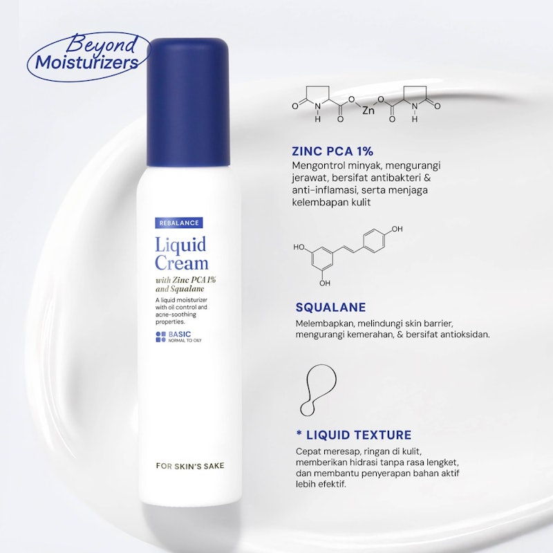 For Skin's Sake FSS Liquid Cream Moisturizer with Zinc PCA 1% & Squalane 3