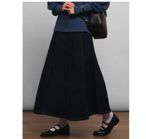 THENBLANK KREASI INDONESIA THENBLANK Flare Denim Skirt Black