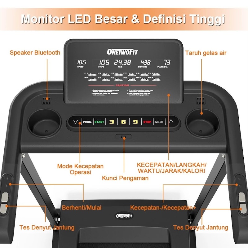 OneTwoFit Treadmill Listrik 2.5HP 2