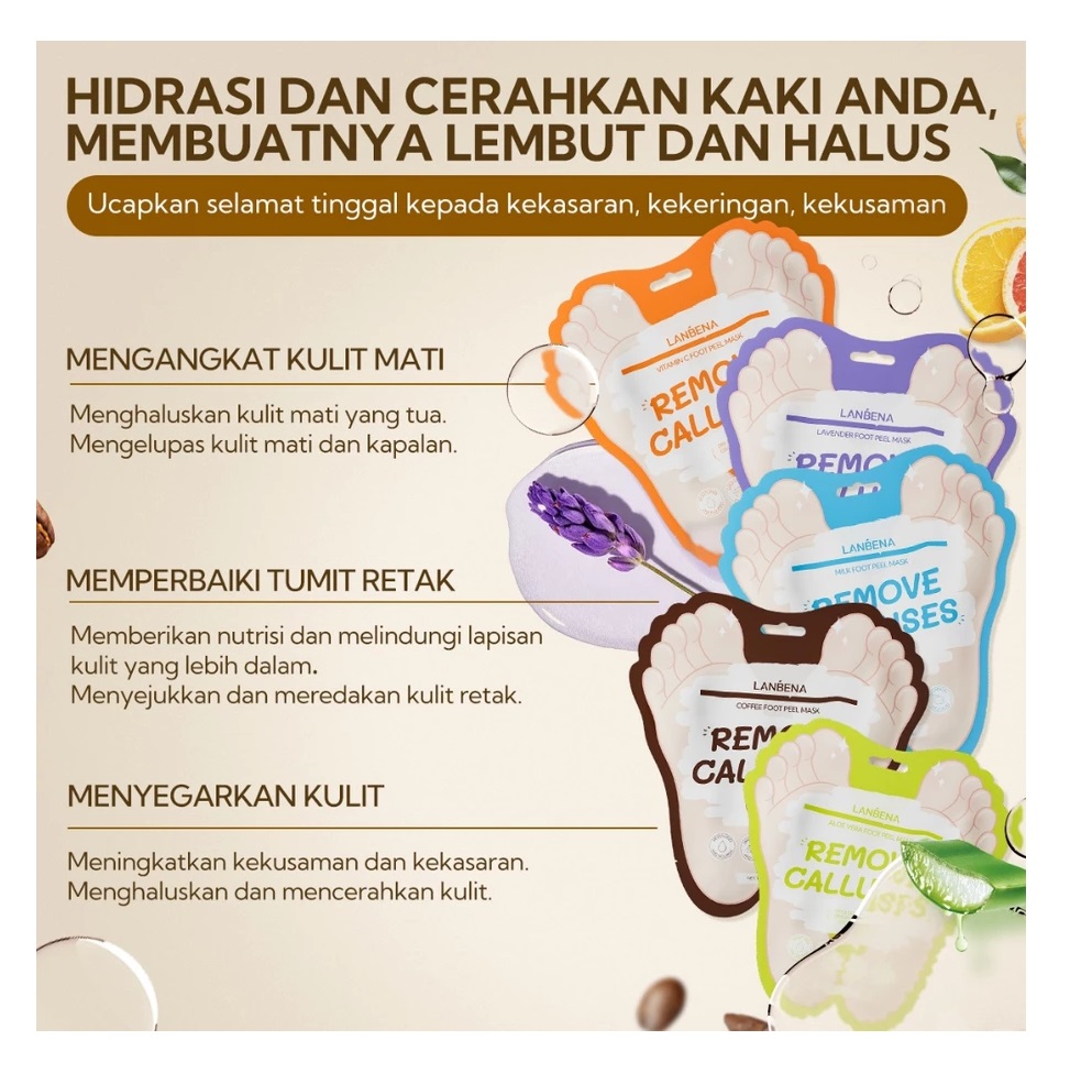 JNR Sosial Indonesia LANBENA Lavender Foot Peel Mask