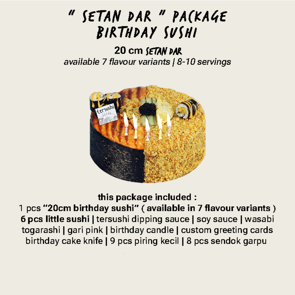  Tersushi Birthday Sushi Setan Dar Package Size 20 cm