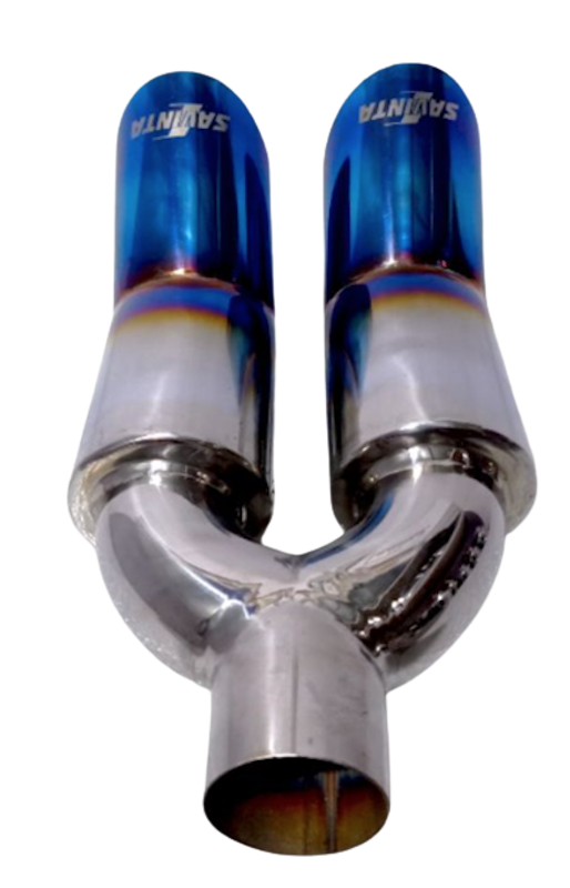 Knalpot Mobil Racing Cabang Dobel Bass Bulat Gahar Full Stainless 2