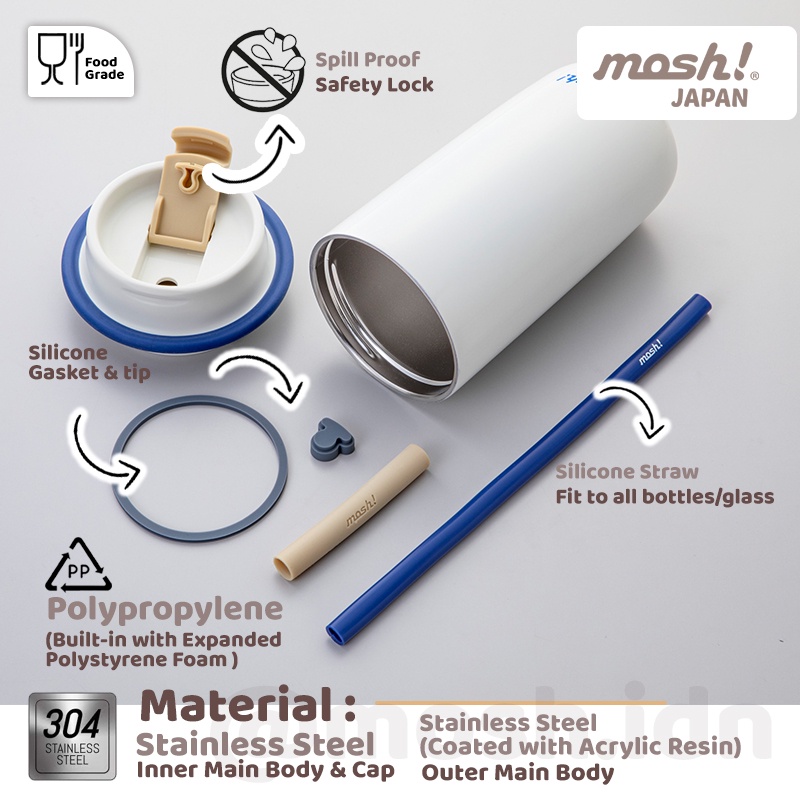 mosh!® Latte Straw Tumbler Stainless Steel 