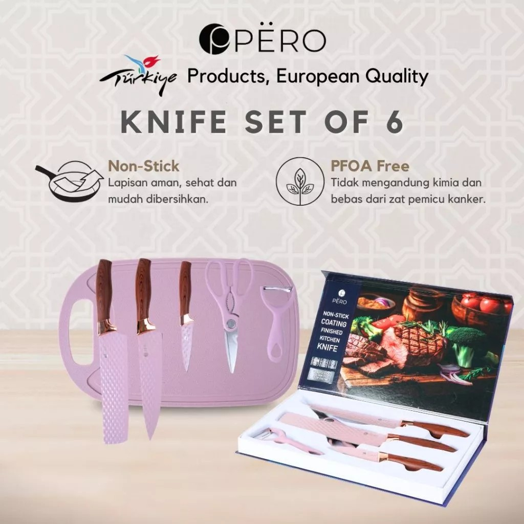 Pero Indonesia Pero Vicente Knife Set of 6 with Cutting Board