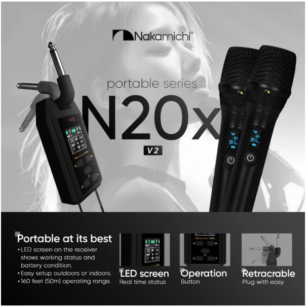 Berkah Audio Perkasa Jaya Nakamichi Microphone Wireless Portable New N Series N20x