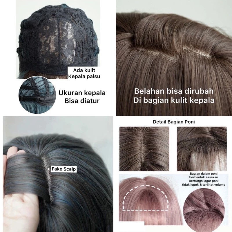  Full Wig Korean Blow 45 cm Cold Brown  C8193 